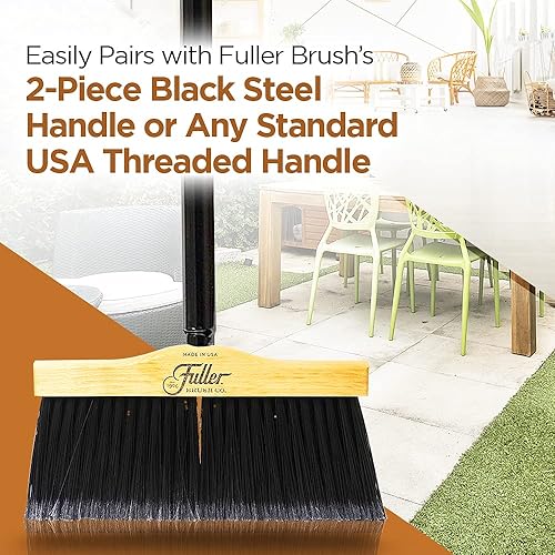 Miniatura 6 de Fuller Brush Escoba de madera de arce de 10 pulgadas con mango roscado de acero negro de 2 piezas para limpieza en interiores y exteriores en suelos