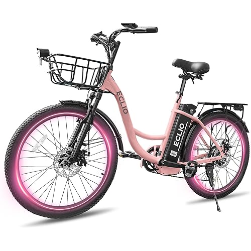 24'' Electric Bike for Adults, Peak 700W/1000W Motor 20/28MPH, 374.4WH/624WH Battery 45/75Miles, Step Through City Cruiser Ebike, Commuter E Bike for Women/Men/Teens, 7-Speed, Front Suspension