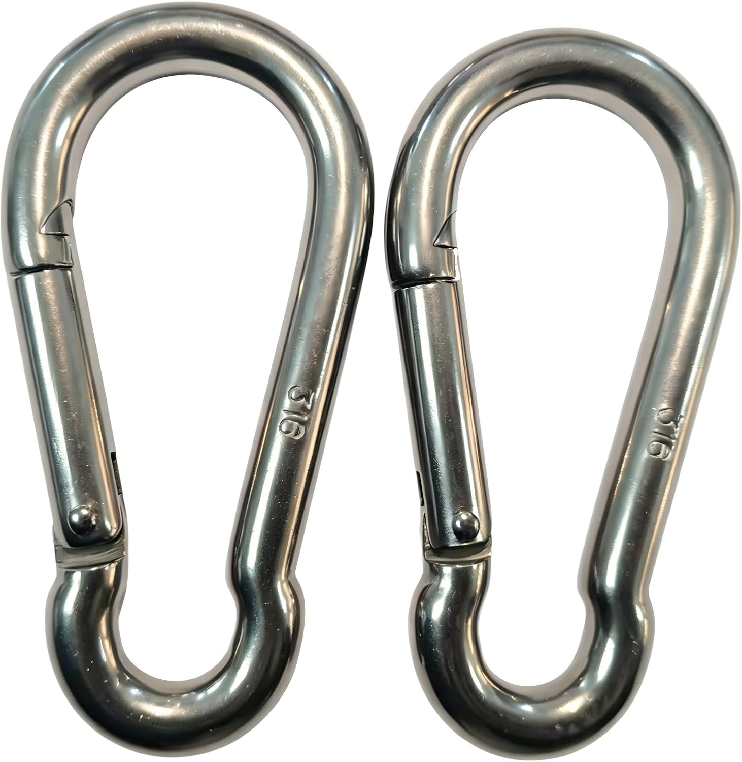 316 Stainless Steel Spring Snap Hook Carabiner Clips, Heavy‑Duty Quick Release M4/M6/M7/M8/M10 for Marine Rigging & Outdoor Use