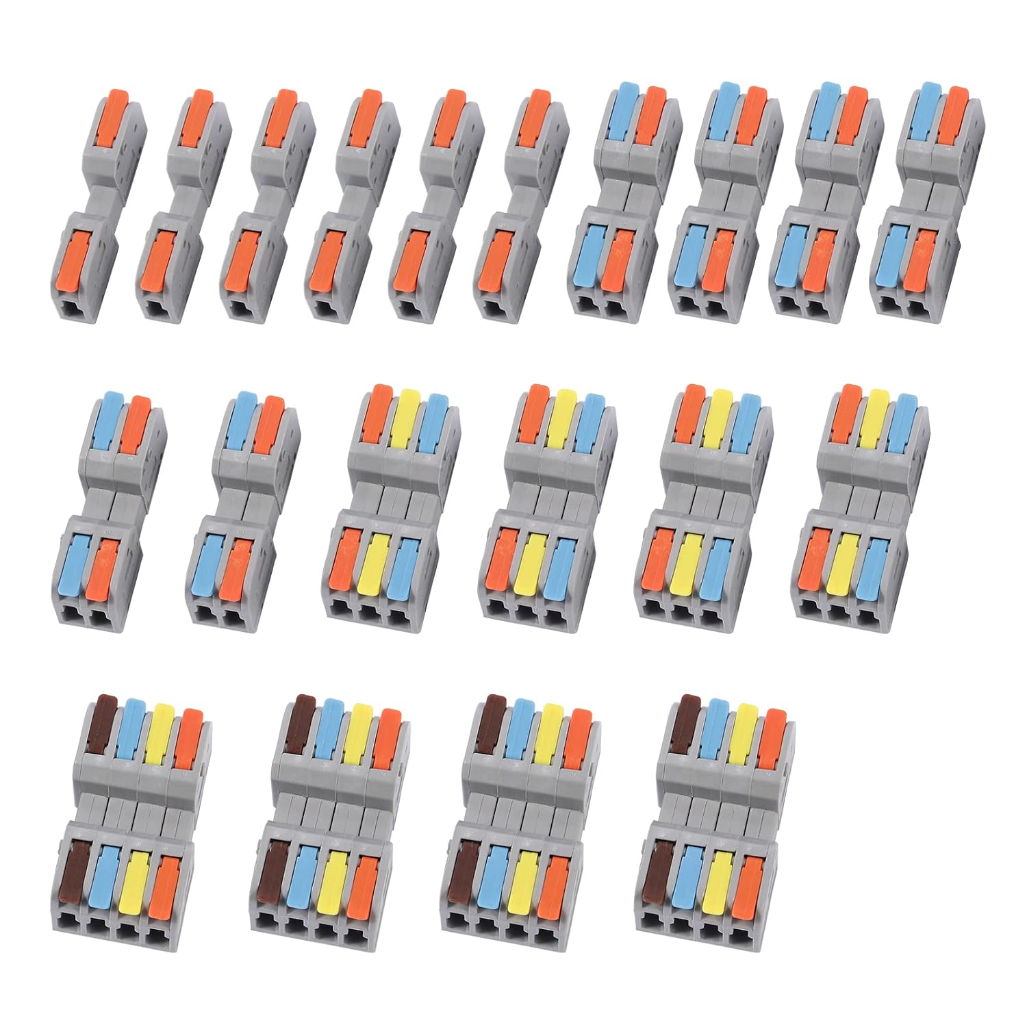 20 PCS Pluggable Wire Connectors Kit for AWG 24-12, Hand Protecting Push-in Lever Wire Connectors, Reusable Wire Splice Connectors, Electrical Connectors for Automotive and Electric Wiring