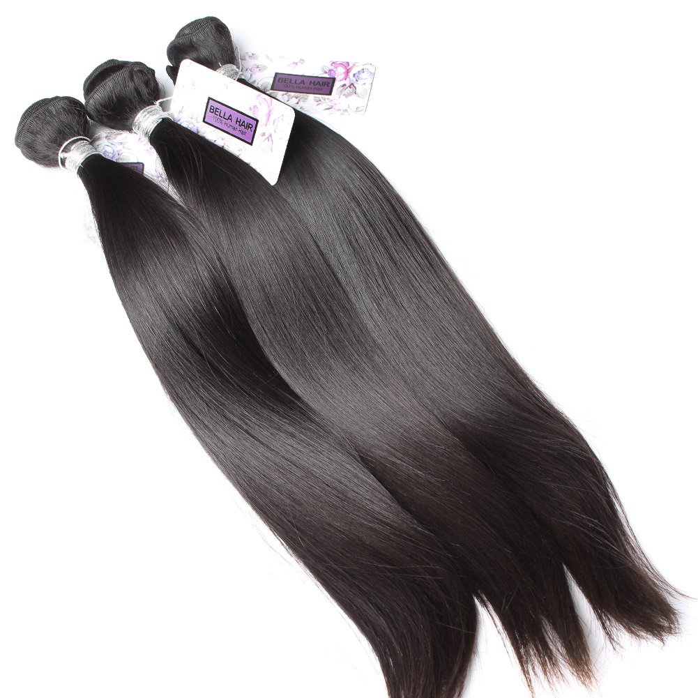 Bella Hair Brazilian Straight Human Hair Bundles, 8-34inch Natural Color Remy Virgin Hair Weave Silky Straight for Black Women (3 Bundles 24inch)
