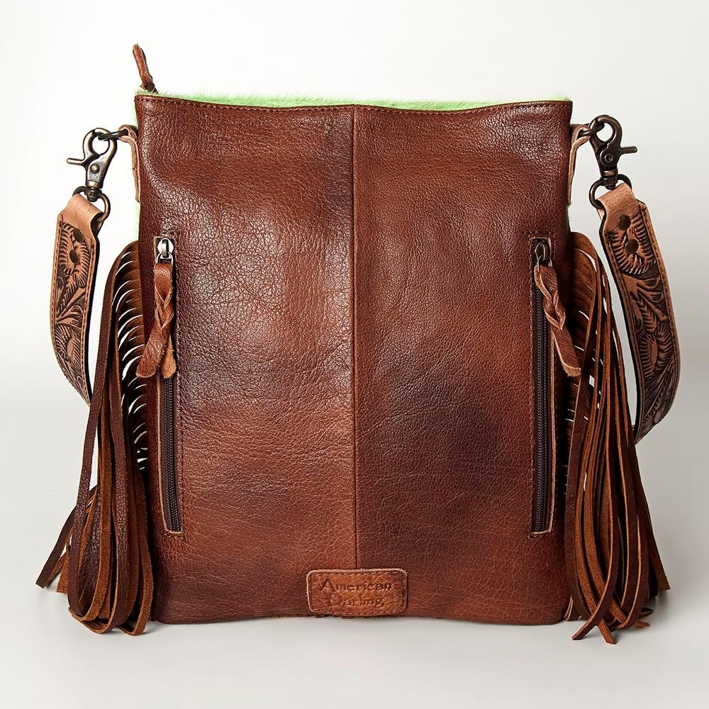 American Darling Large Crossbody Hand Tooled Hair On Genuine Leather Western Women Bag Handbag Purse | Cute
