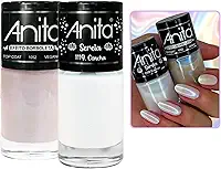 Kit 2 Esmaltes Anita Concha Branco + Top Coat Efeito Borboleta