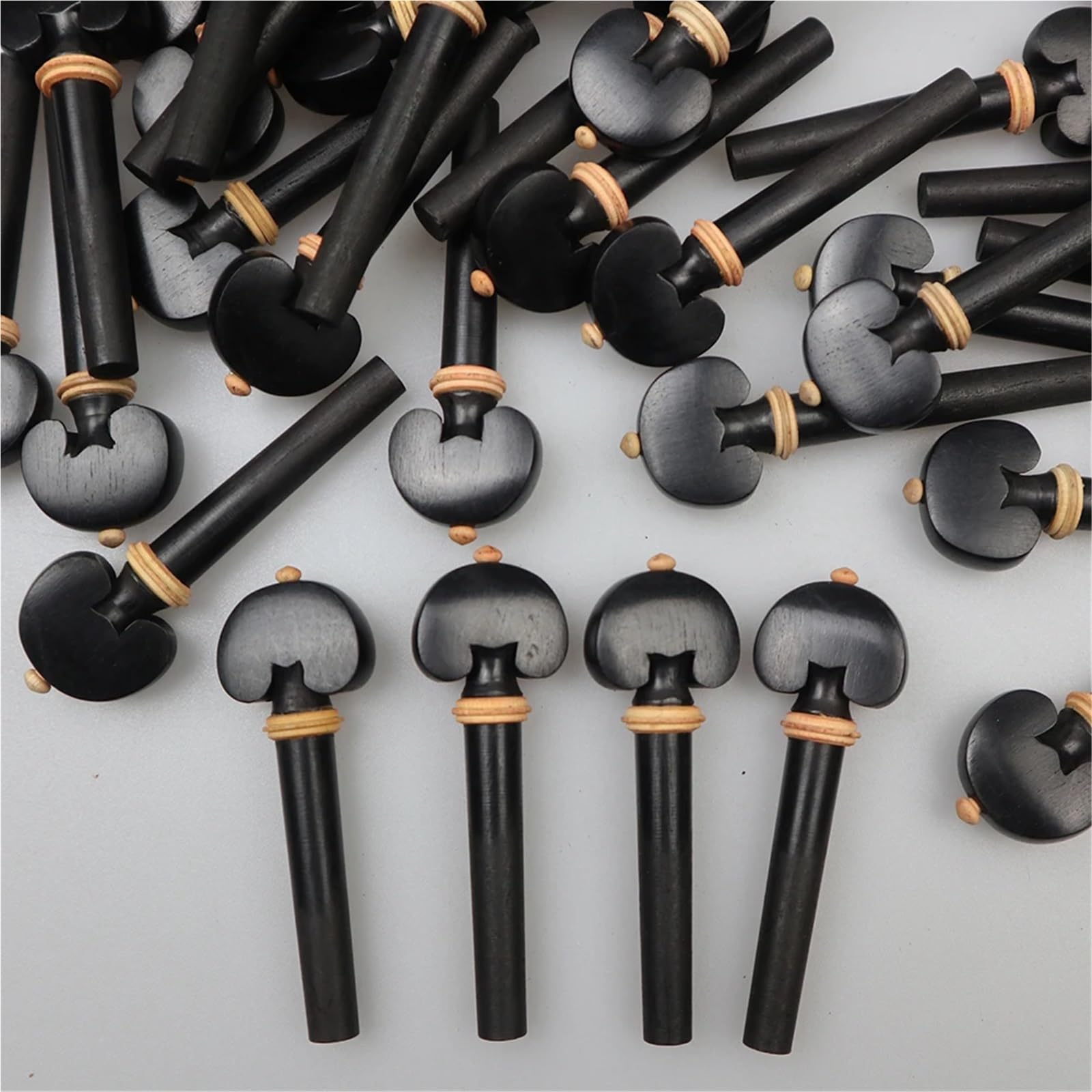 50 pezzi 4/4 chiavi for accordatura di corde violino, avvolgitore for, intarsi in legno ebano, anello in bosso, dimensioni standard