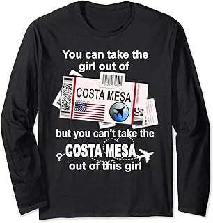 Girl from Costa Mesa Boarding Pass -Flight Ticket Costa Mesa Long Sleeve T-Shirt