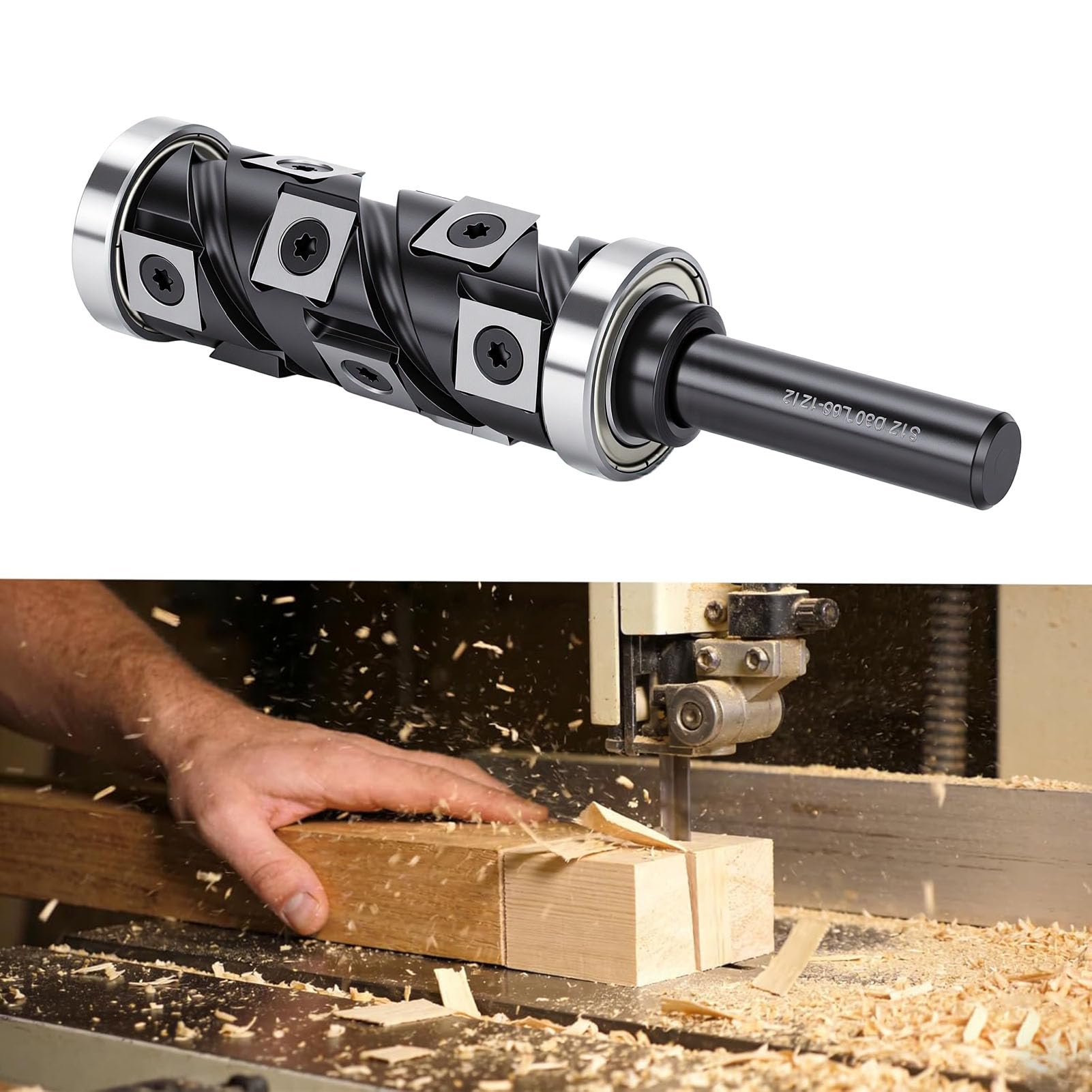 Luocute Frez do Przycinania Płaskiego, Chwyt 1/2, 32 Mm X 63,5 Mm | 7 sztuk odwracalnych wkładek węglikowych do sklejki melaminowej MDF HDF