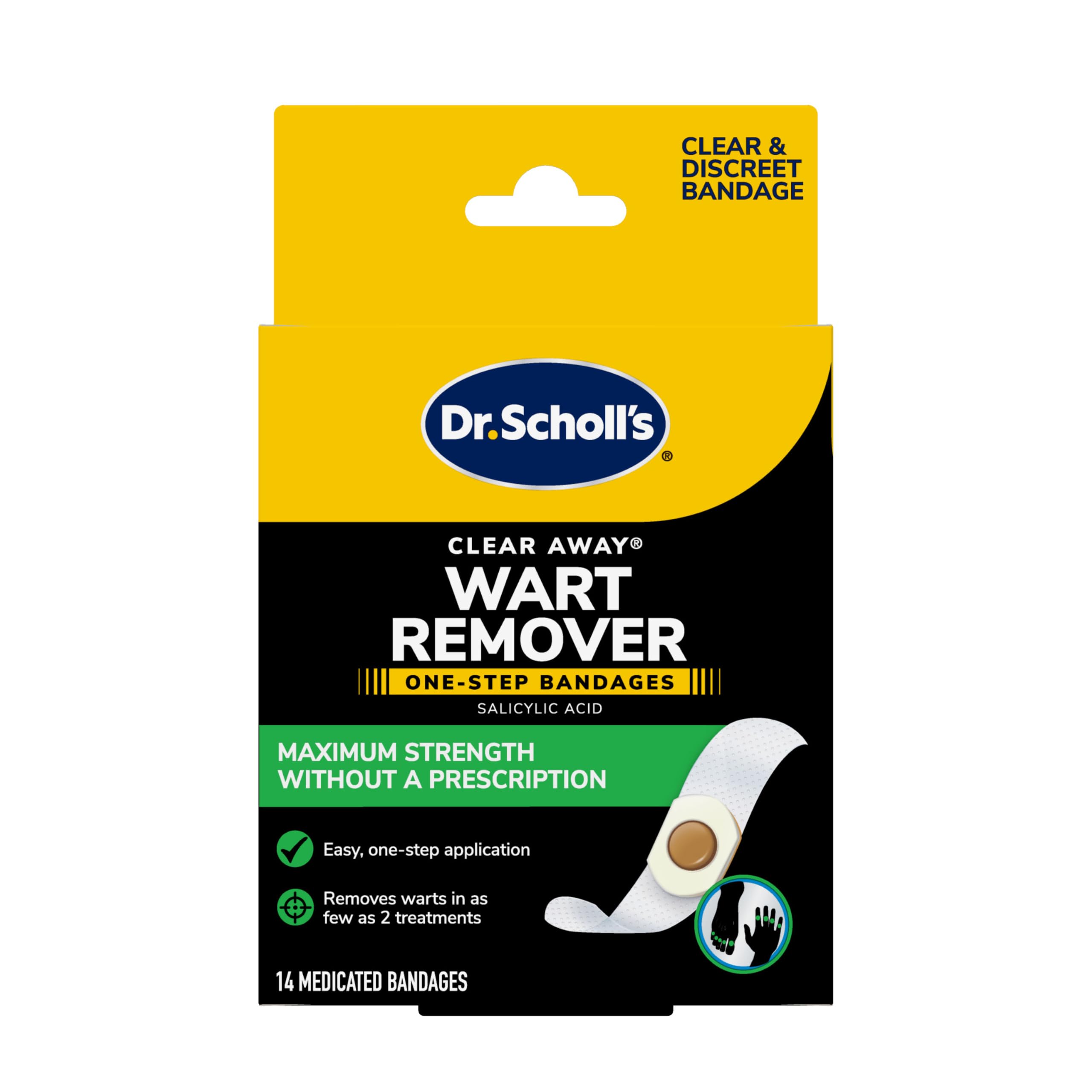 Dr. Scholl's One-Step Wart Remover Bandages, Removes Warts, 14 ct