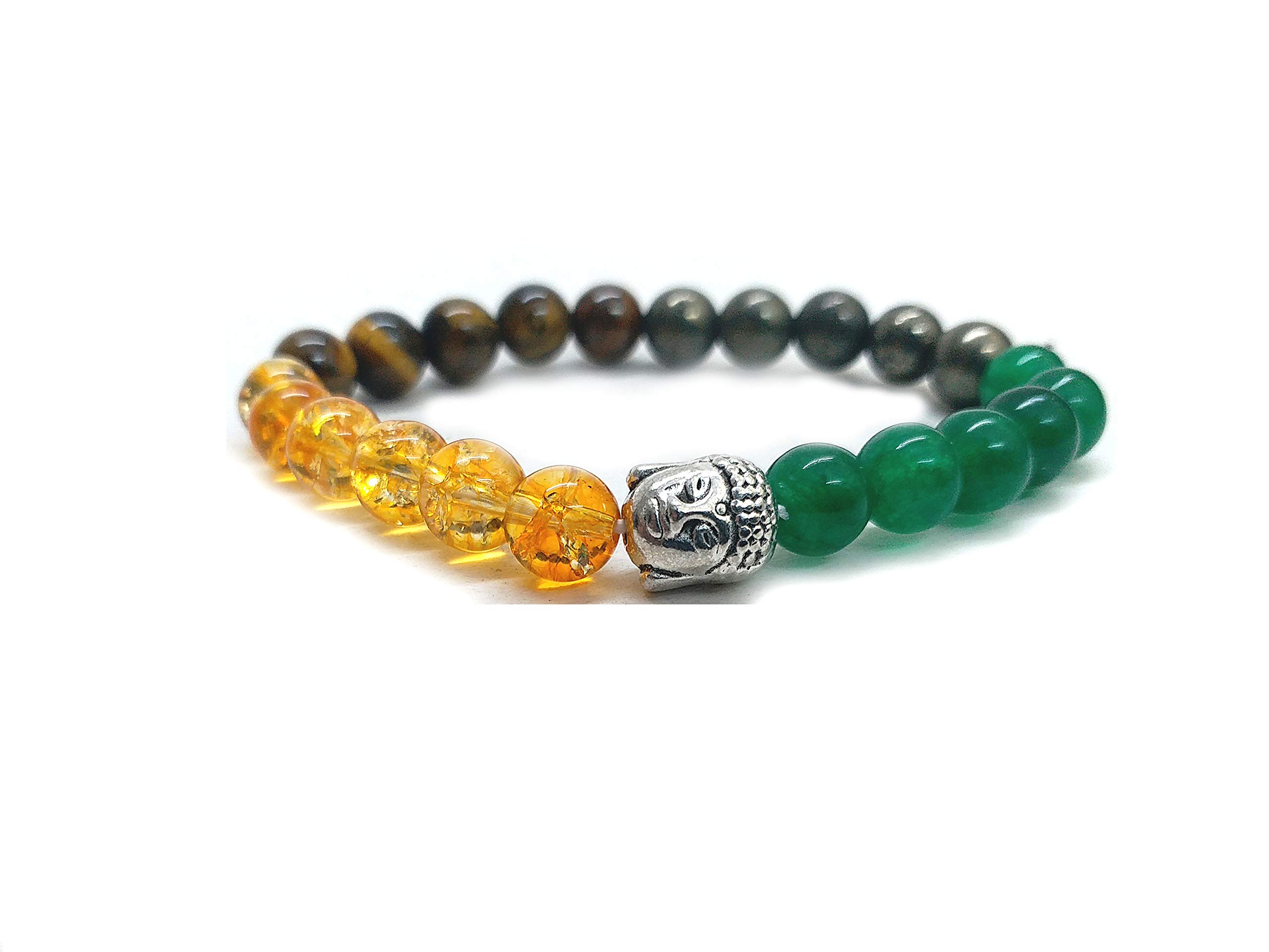 Astroghar Citrine Pyrite Green Aventurine Tiger Eye Buddha Powered Multicolored Crystal Stretch Bracelet for Men & Women (B07PSN4T5B) Amazon Price History, Amazon Price Tracker