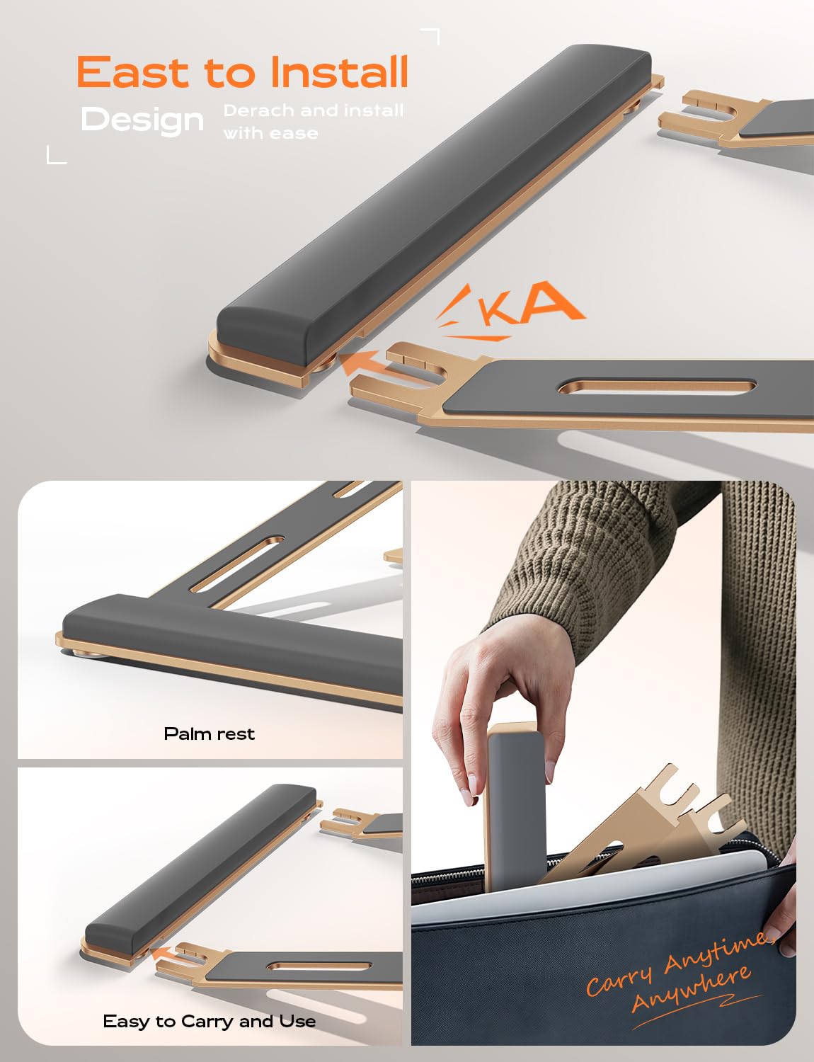 LOXP Soporte para computadora portátil con Soporte para muñeca, Elevador ergonómico Desmontable para Laptop, Soporte de Aluminio para MacBook, Soporte para Laptop con Almohadilla de muñeca, se Adapta