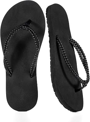 mazeskin Braided Yoga Foam Cushion Flip Flops for Women,Arch Support Comfortable Summer Beach Walking Thong Sandals Non-Slip