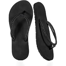 mazeskin Braided Yoga Foam Cushion Flip Flops for Women,Arch Support Comfortable Summer Beach Walking Thong Sandals Non-Slip