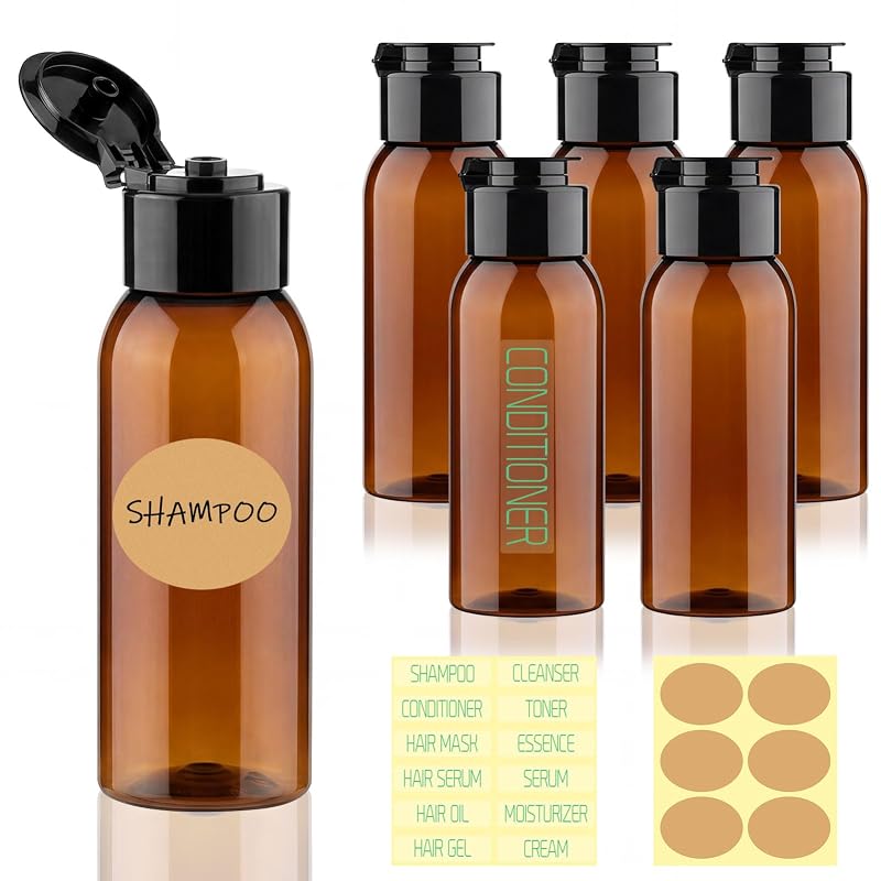 Frascos Recarregáveis Decorniqu para Viagem com Tampa Flip e Boca Larga, 100 mL, Pacote com 6