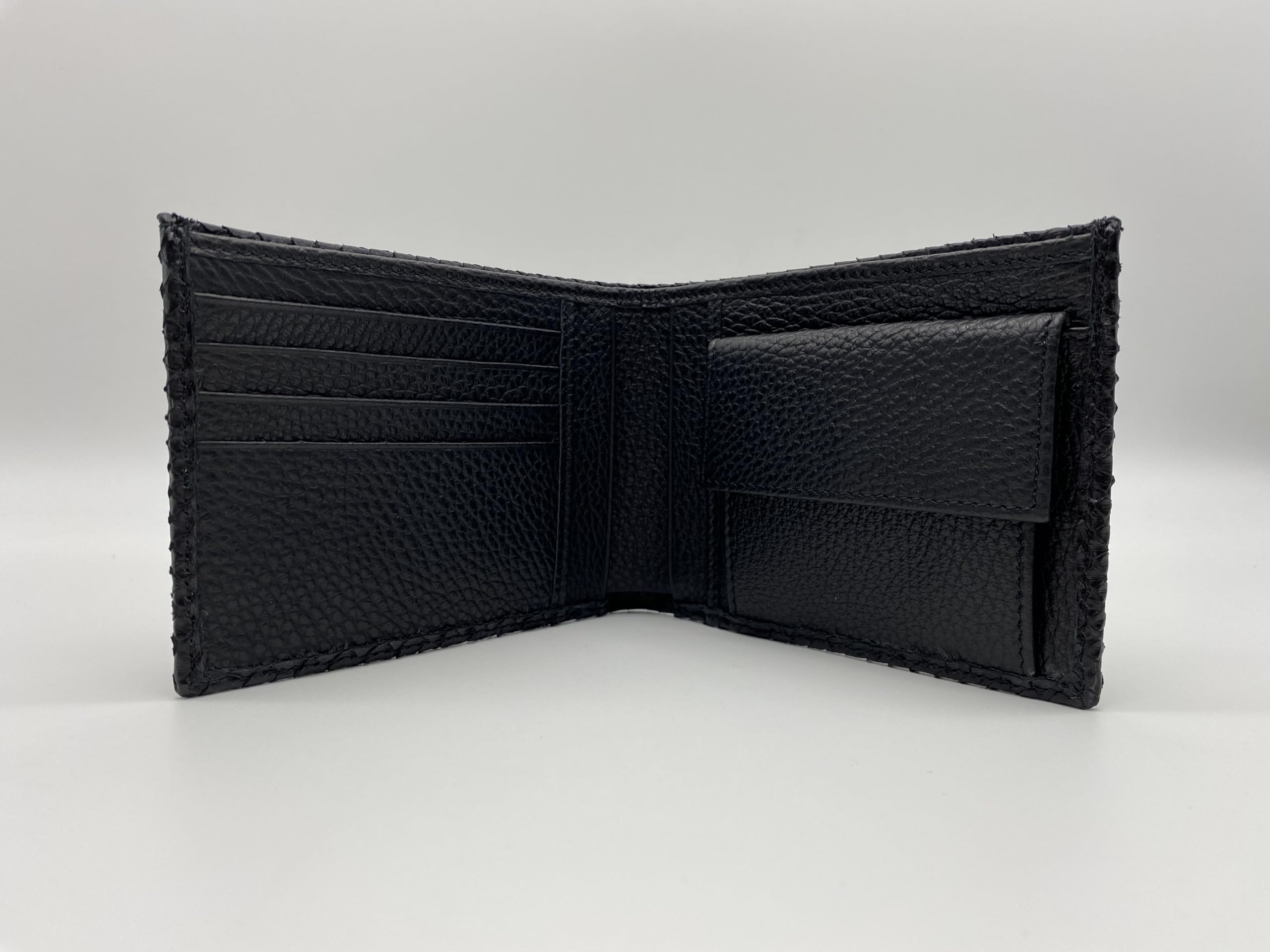 PASSIONE Portafoglio Uomo in Vera Pelle di Pitone con Scomparto Portamonete - Foderato in Pelle Nera - Made in Italy (Nero)