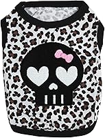 Vista 1 de Petitebella Camisa negra para perro cachorro con cara de calavera (leopardo, L)
