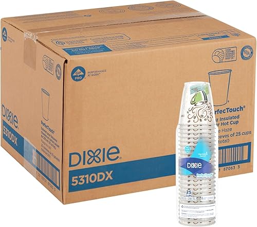 Dixie 5310DX tazas para líquido caliente, papel, 10 onzas, diseño de café Dreams (estuche de 500)