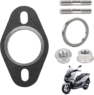 Exhaust Gasket Set for Scooter 50 cc 2T [6 Pieces], Exhaust Seal + Manifold Seal Set with M6 Stud Bolt & Nuts, Universal Suitable for Yamaha Aerox, Peugeot Speedfight 2/3, Aprilia SR, MBK