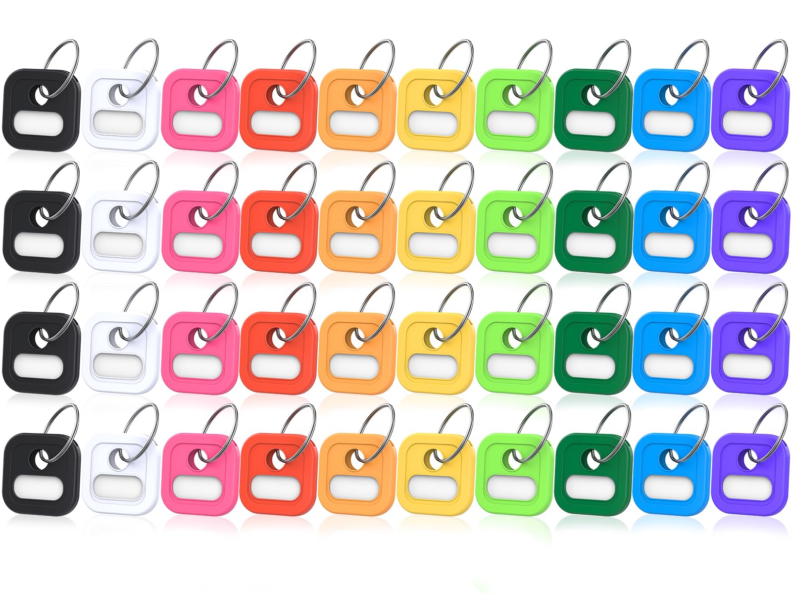 ttstar 40 Pack Silicone Key Covers Caps Tags - 1 Inch Square Key Identifiers Covers for 0.9-1.05 Inch Standard Keys, Durable Key Labels，Colorful Key