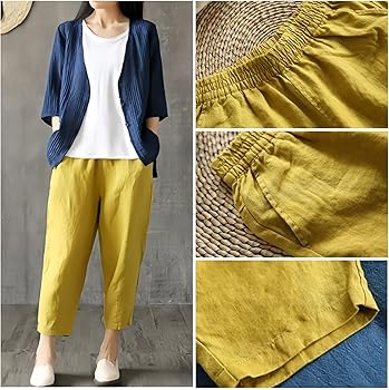 Amazon | [Meritailor] レディース綿麻テーパードパンツ ワイドパンツ