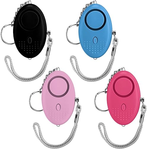Kanayu 4 unidades de alarma personal a granel de 130 dB con sonido seguro de emergencia, seguridad de autodefensa, llavero de alerta de seguridad