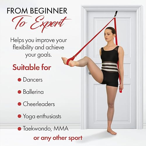 Miniatura 10 de Correa de estiramiento con anclaje de puerta, equipo de estiramiento para mejorar la flexibilidad de las piernas, entrenador de divisiones para el