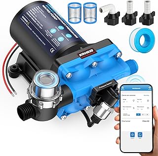 Kohree Smart RV Water Pump 12V DC, 5.5 GPM Variable Speed Constant Water Pressure Pump with Bluetooth APP Control & Real-time Display, 4-Chamber Diaphragm Pump with Run-Dry Protection for RV, Marine