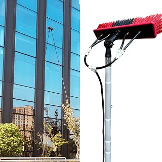 Window Telescopic Cleaner, Window Cleaning Brush with Telescopic Pole, Feeder Telescopic Cleaning Brush Cleaning Tool with 4 Spouts
