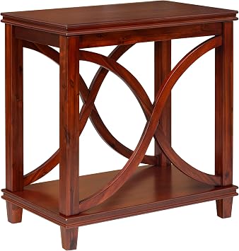 eHemco Solid Wood Rectangle Decorative Console Table, 2-Tier Side Table with X-Design Design, Cherry
