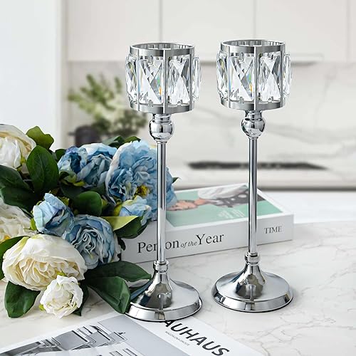 Miniatura 14 de Candelabro votivo de 3 brazos, candelabros de cristal, centros de mesa de boda para mesas, candelabros de cristal, decoración de mesa