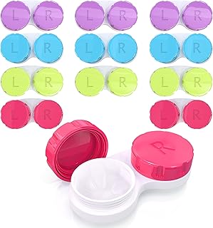 12 PCs Colored Contact Lens Case - (3.1 Inch Diameter) Compact Size Eye Contacts Cases Multi-Color & Leak-Proof - Cute Con...