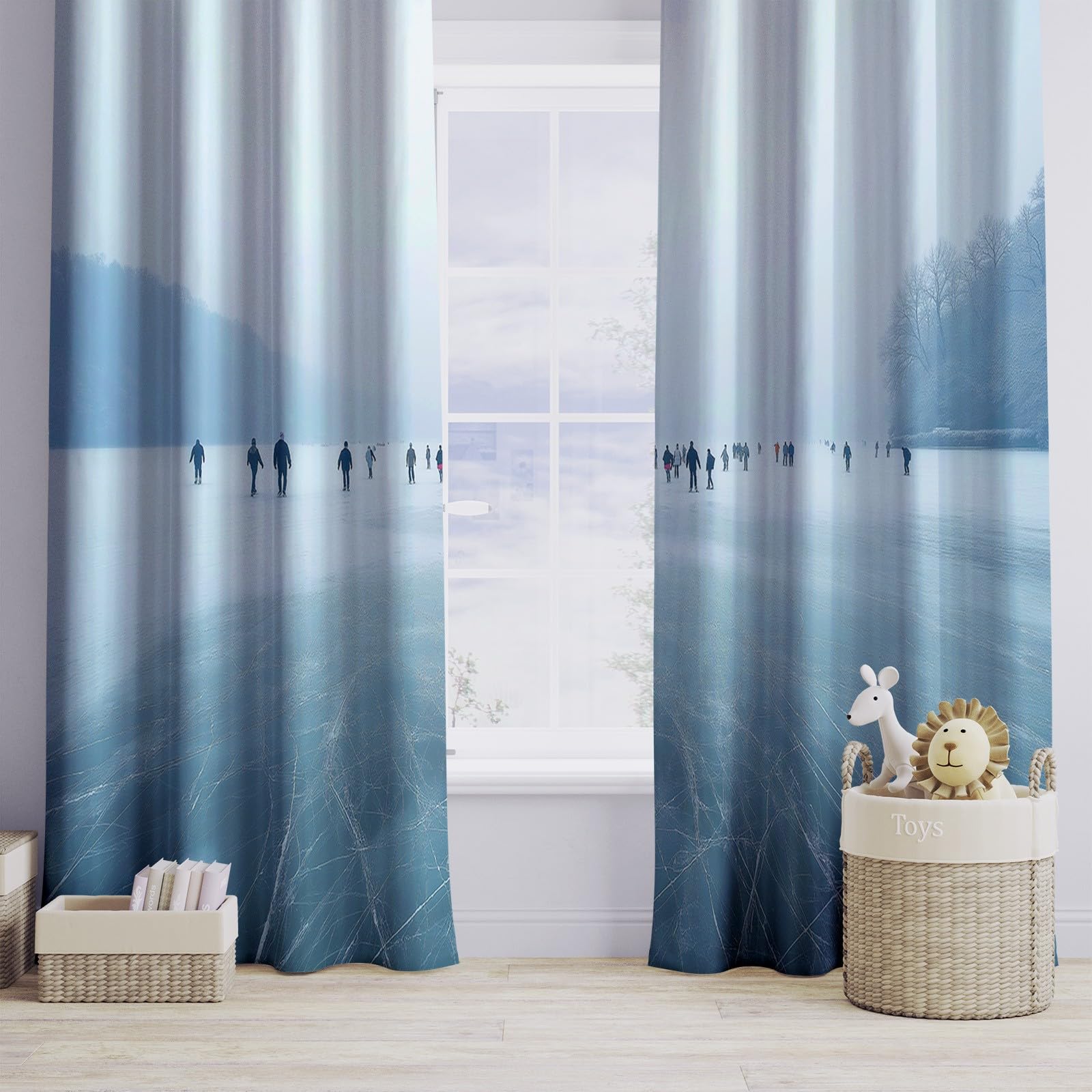 Generisch Grau 2er Set Verdunkelungsvorhänge mit Ösen, Gletscher-Bergrisse Blickdicht Thermo Isoliert Vorhänge für Wohnzimmer & Schlafzimmer, HxB 215 x 110 cm