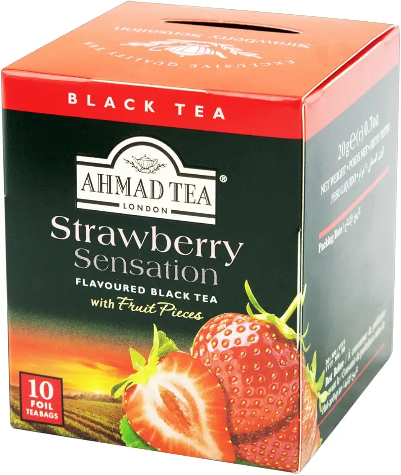 Ahmad Tea London Chá Preto Strawberry Sensation Caixa Com 10 Saquinhos De Chá 20G