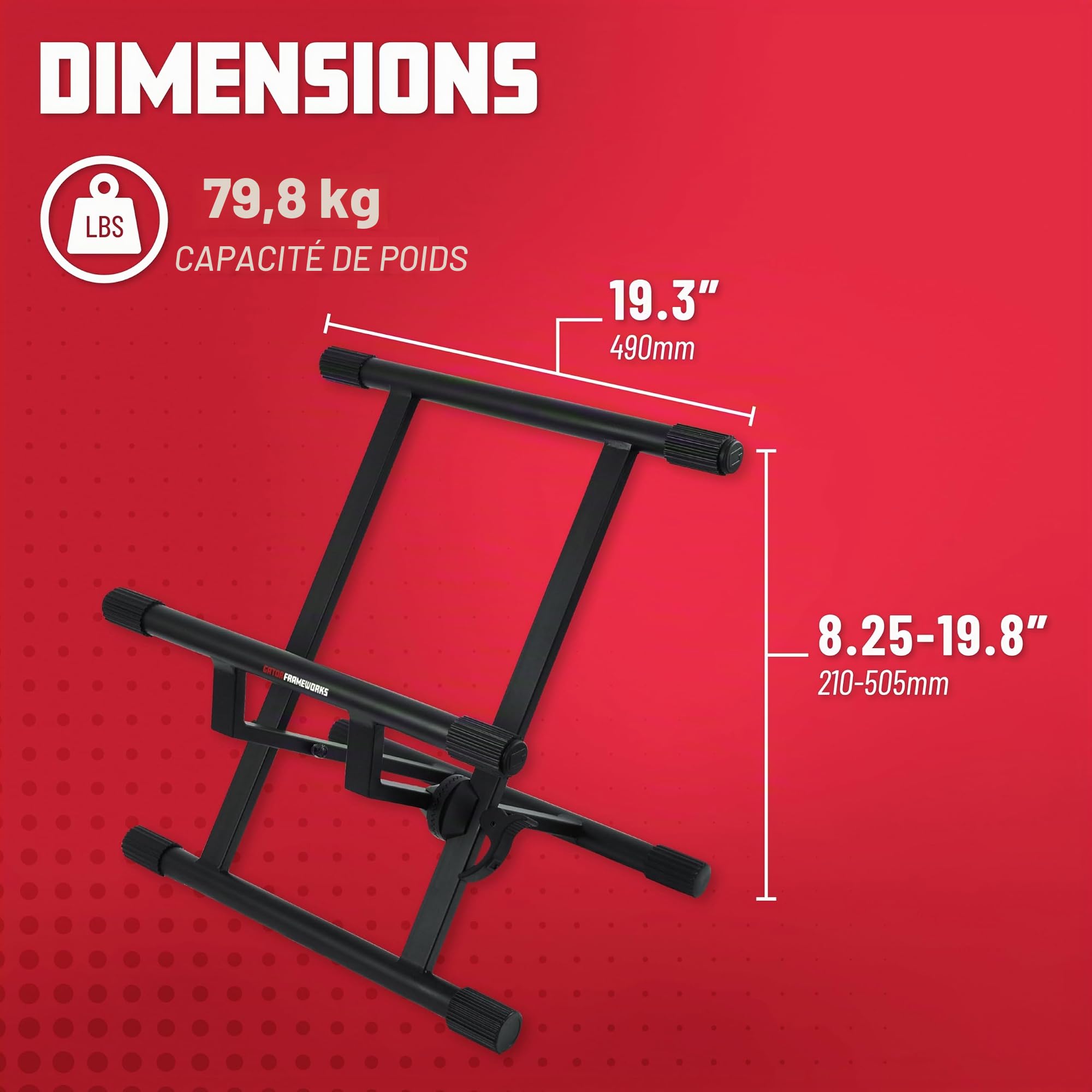 Gator Frameworks pied d'ampli de guitare réglable, compatible avec la plupart des amplis combo (GFW-GTR-AMP)