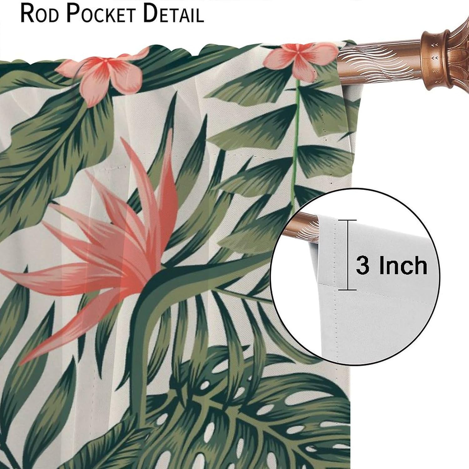 Tropical Leaf Floral Curtains Abstract Plant Palm Leaves Flower Print Window Treatments Boho Summer Jungle Rod Pocket Room Darkening Window Curtain for Kids Bedroom Living Room 42"Wx84"L 2 Panels