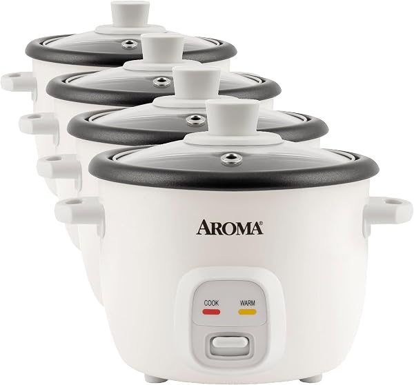 AROMA Mini Rice Cooker, 2-Cup (Uncooked) / 4-Cup (Cooked), Grain Cooker, Soup Maker, Oatmeal Cooker, Auto Keep Warm, 1 Q