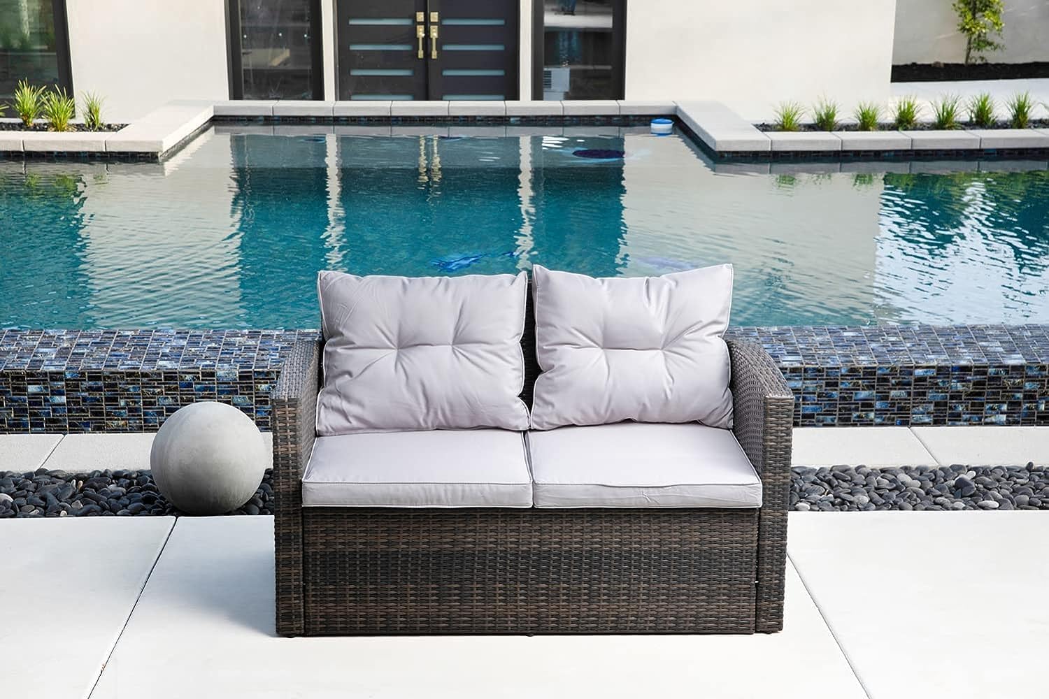 7 Seat Patio Furniture Sets PE Wicker Conversation Sets, Rattan All Weather Outdoor Sectional Sofa Set with Storage Box Coffee Table and Cushions for Patio Lawn Garden Bistro Yard Pool Backyard