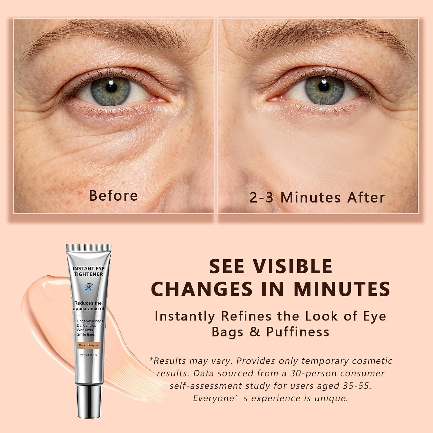 Instant Under Eye Lift Serum Anti-Aging Formula for Under Bags and Wrinkles