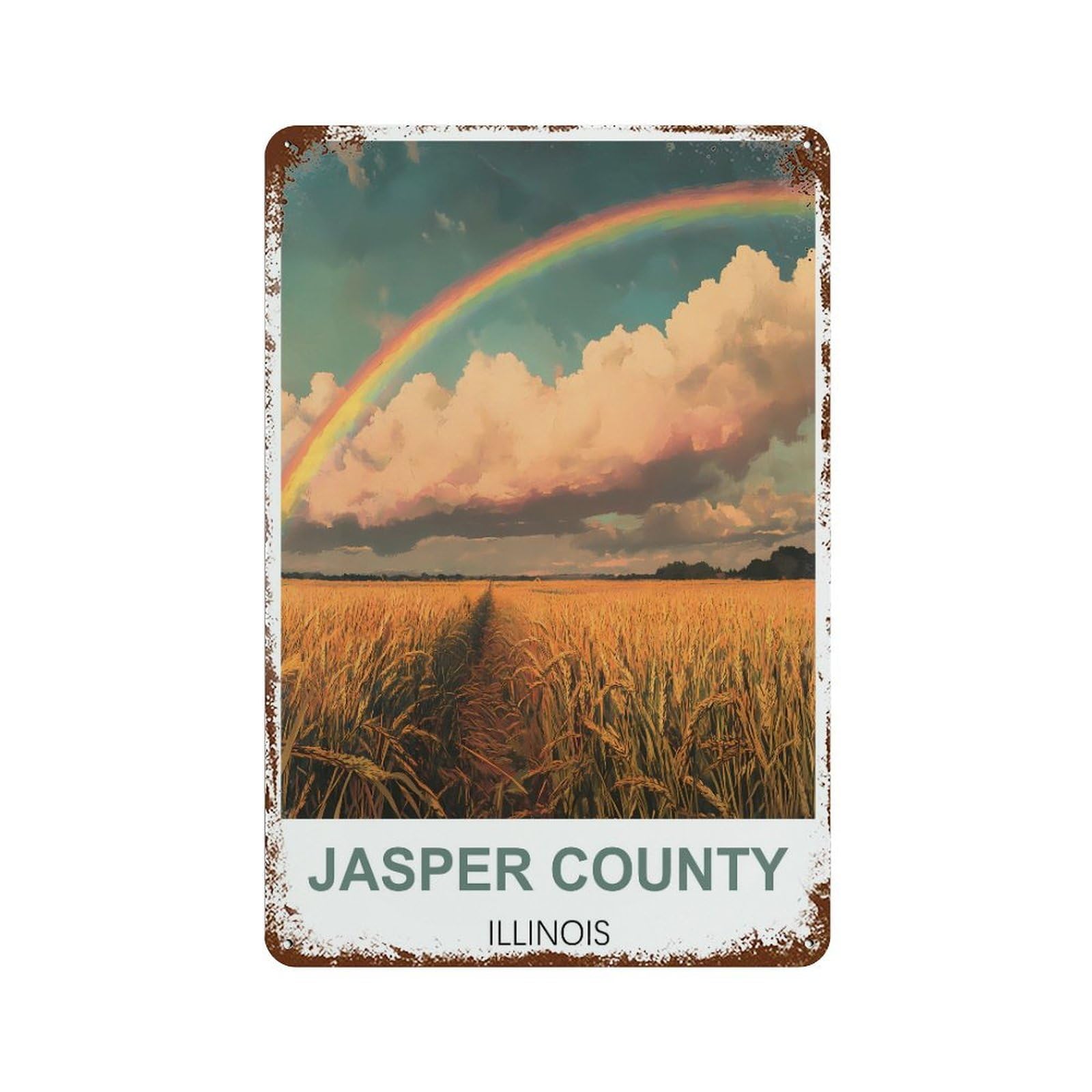 Jasper County Illinois Retro Design Tin Painting Vintage Tin Sign 08x12inch(20x30cm) Wall Art for Home Office Bedroom Living Room Cafes Wall Decor
