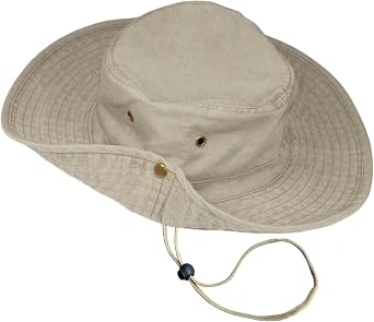 TOSKATOK UPF 50 + Boys Kids Safari Outback Australian Style Cotton Bush Sun Protection Hat with Wide Brim, Detachable Chin Strap, Side Press Studs and Air Vents