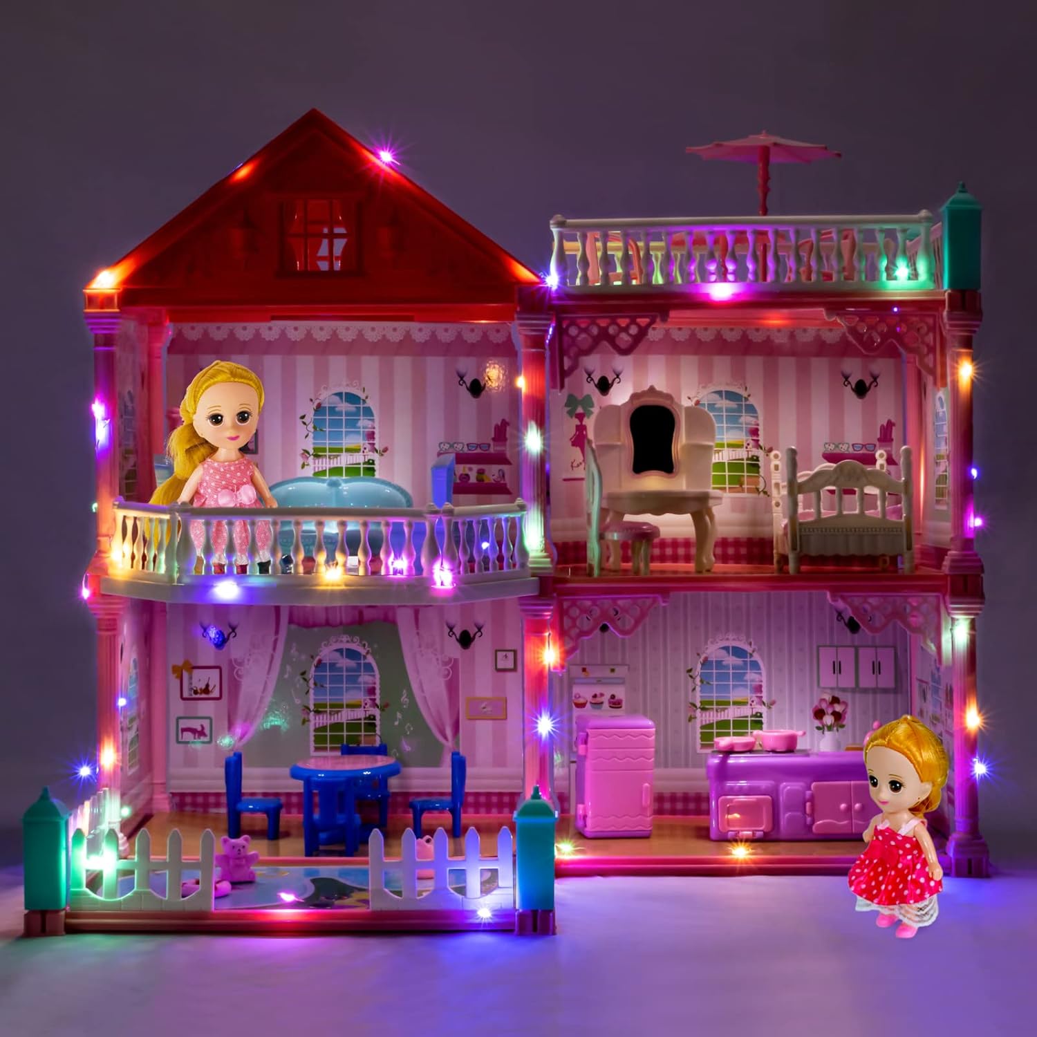 Buy UNIH Doll House Dreamhouse for Girls, Dollhouse with Flashing