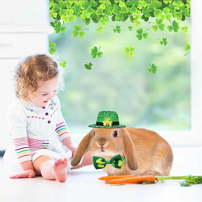 4 Pack Disfraz de San Patricio para Mascotas Pequeñas Sombrero Corbata miniatura 6