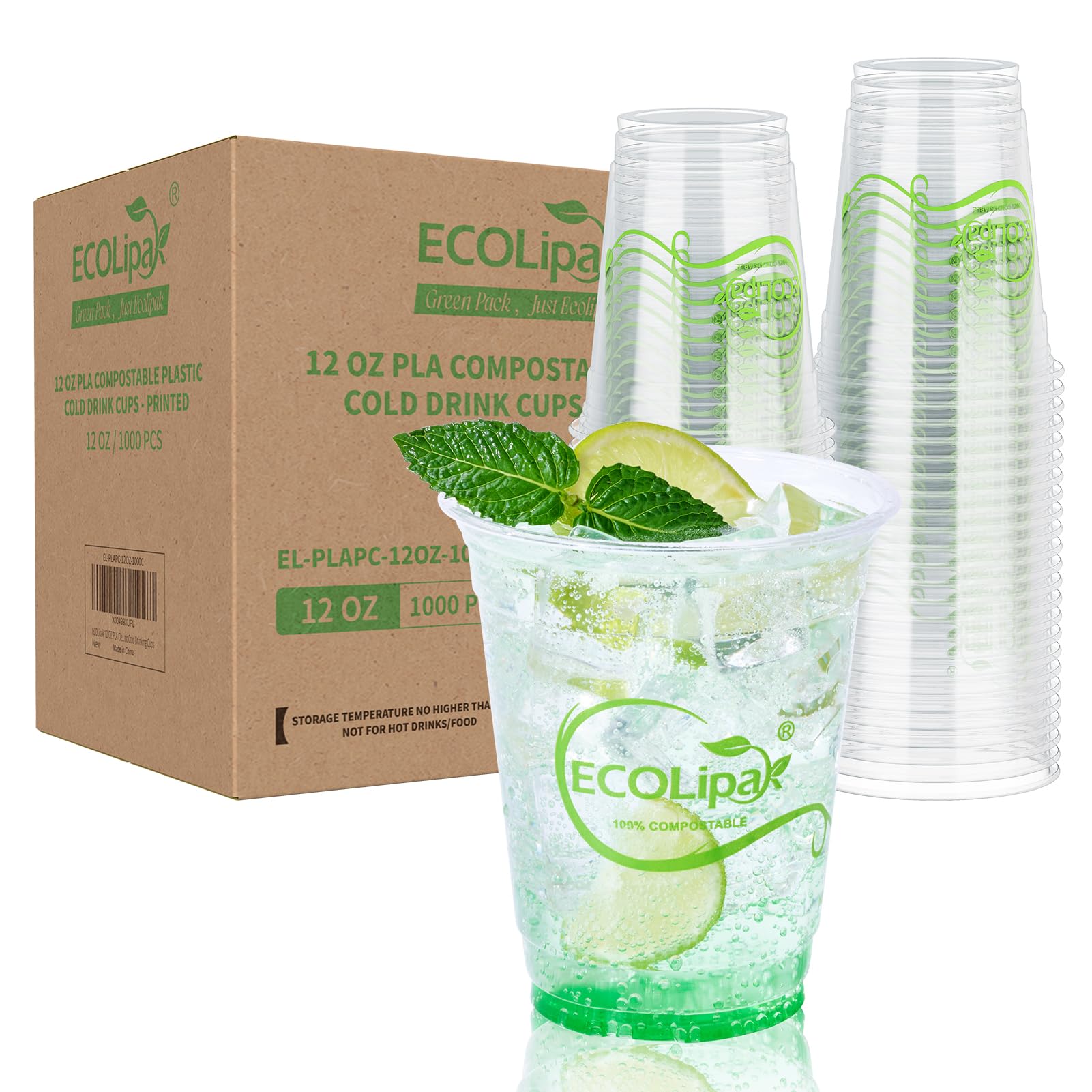 Snapklik.com : 1000 Count 12 OZ Clear Compostable Plastic Cups ...