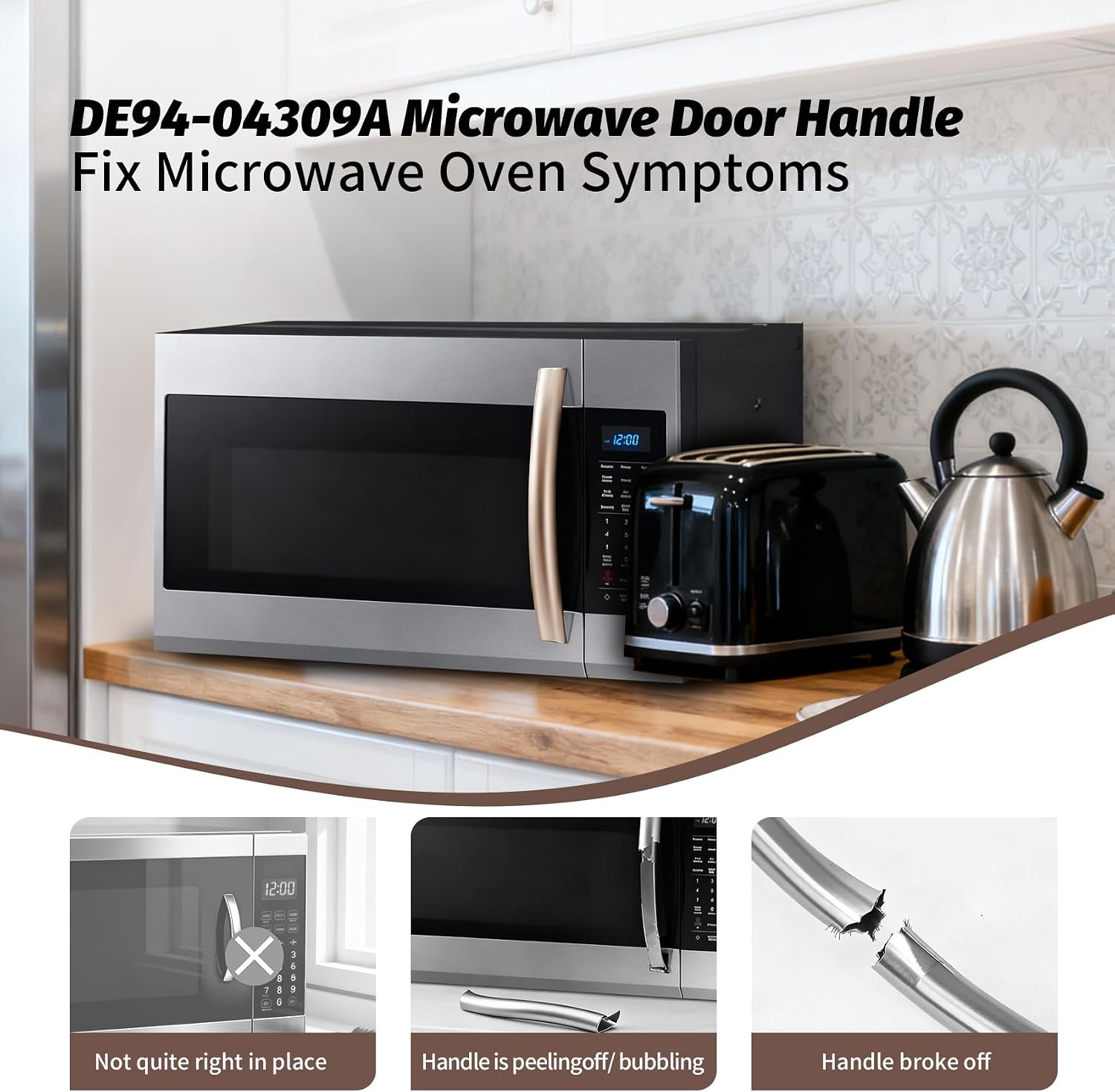 DE94-04309A Microwave Door Handle, Compatible with Samsung Microwave Handle