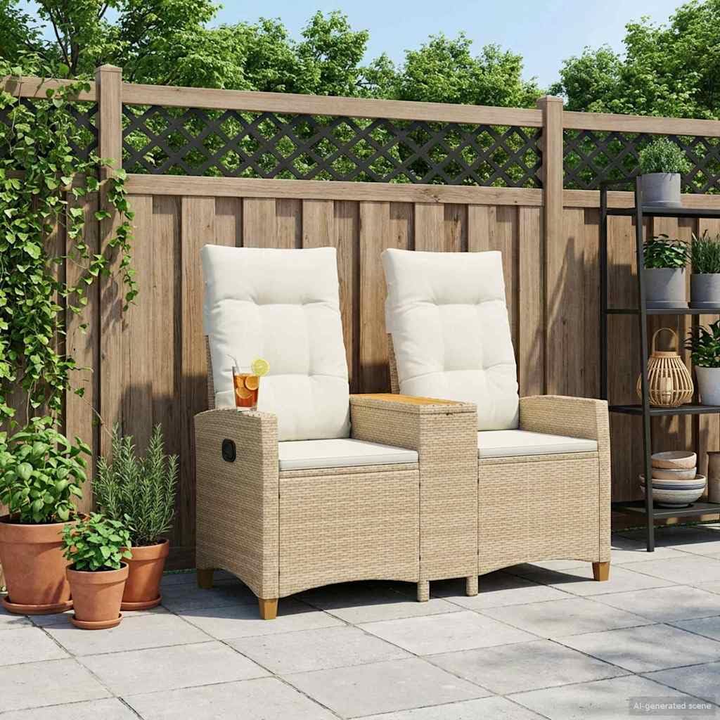 Banc en polyrotin avec dossier réglable idéal pour la terrasse