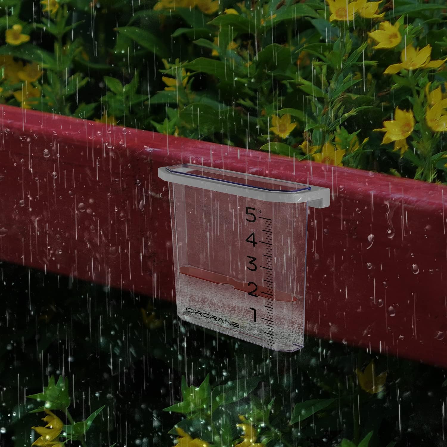 Circrane 5-Inch Waterfall Rain Gauge, Easy Read Outdoor Rain Gauge for Garden, Deck, Lawn and Yard, with Weather Resistant Bracket & Stainless Steel Screws, Clear