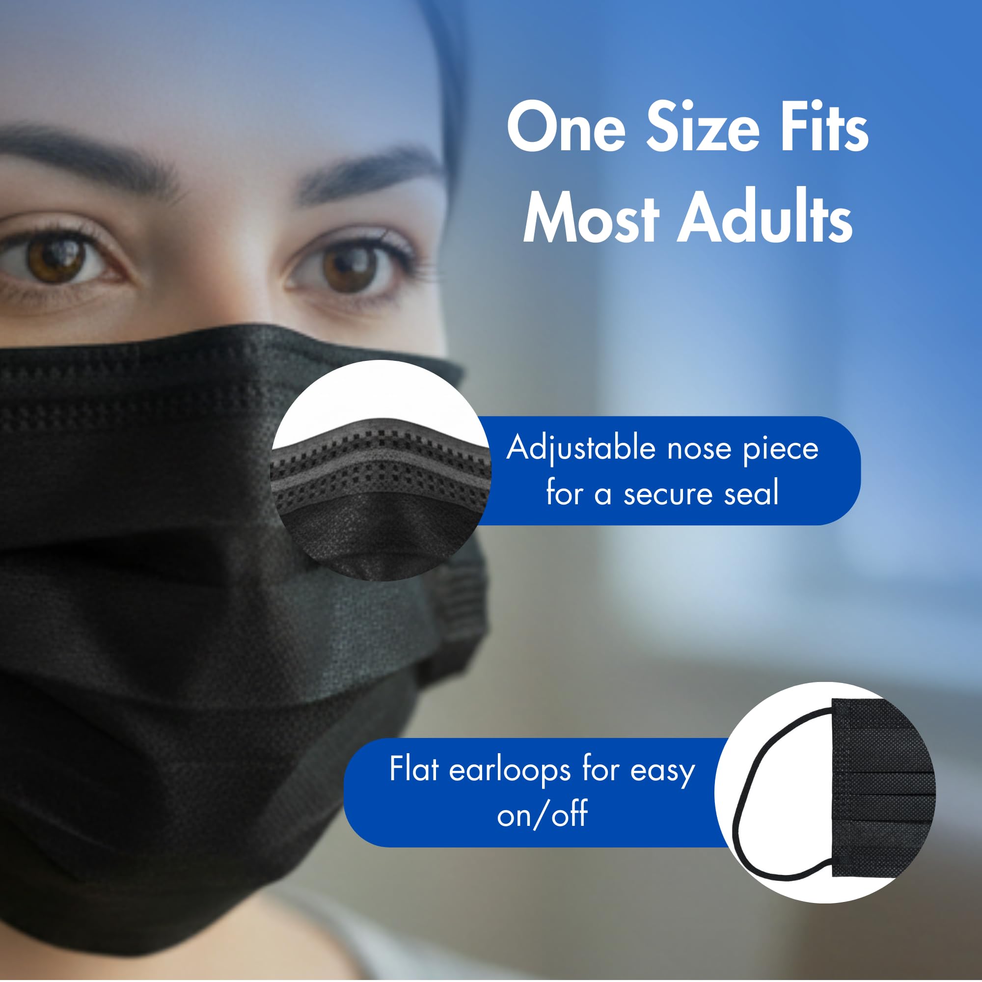ASTM Level 3 Face Masks - Black, 50 Ct -4