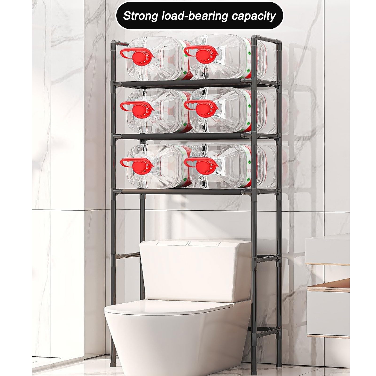 Estantes para Inodoro Que se colocan sobre el Inodoro, Color Blanco, Material de protección del Medio Ambiente PP, Blanco y Negro, fácil instalación, estantes de Almacenamiento para Inodoro