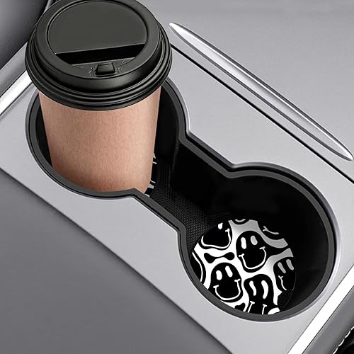 Vista 7 de Watbro Posavasos para automóvil, morados sonrientes, absorbentes, paquete de 2 para portavasos con muesca para los dedos, cerámica de 2.56 pulgadas