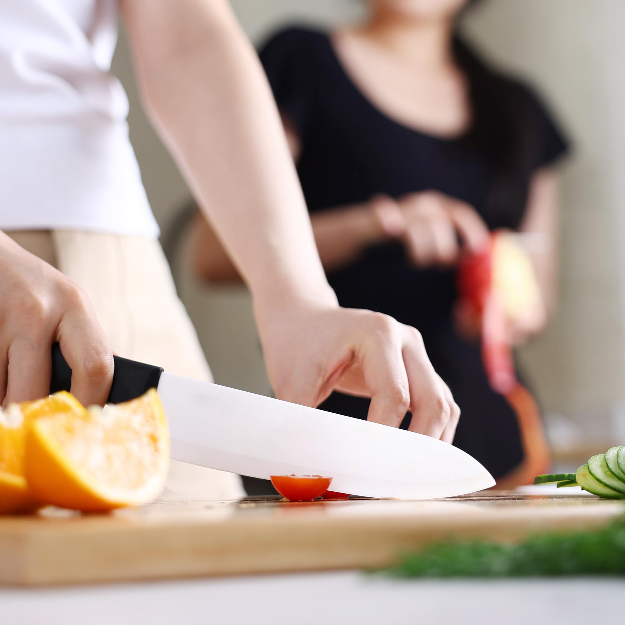 hecef Juego de Cuchillos de Cerámica 3 Piezas Chef Fruta Pelador Mango Antideslizante Blanco