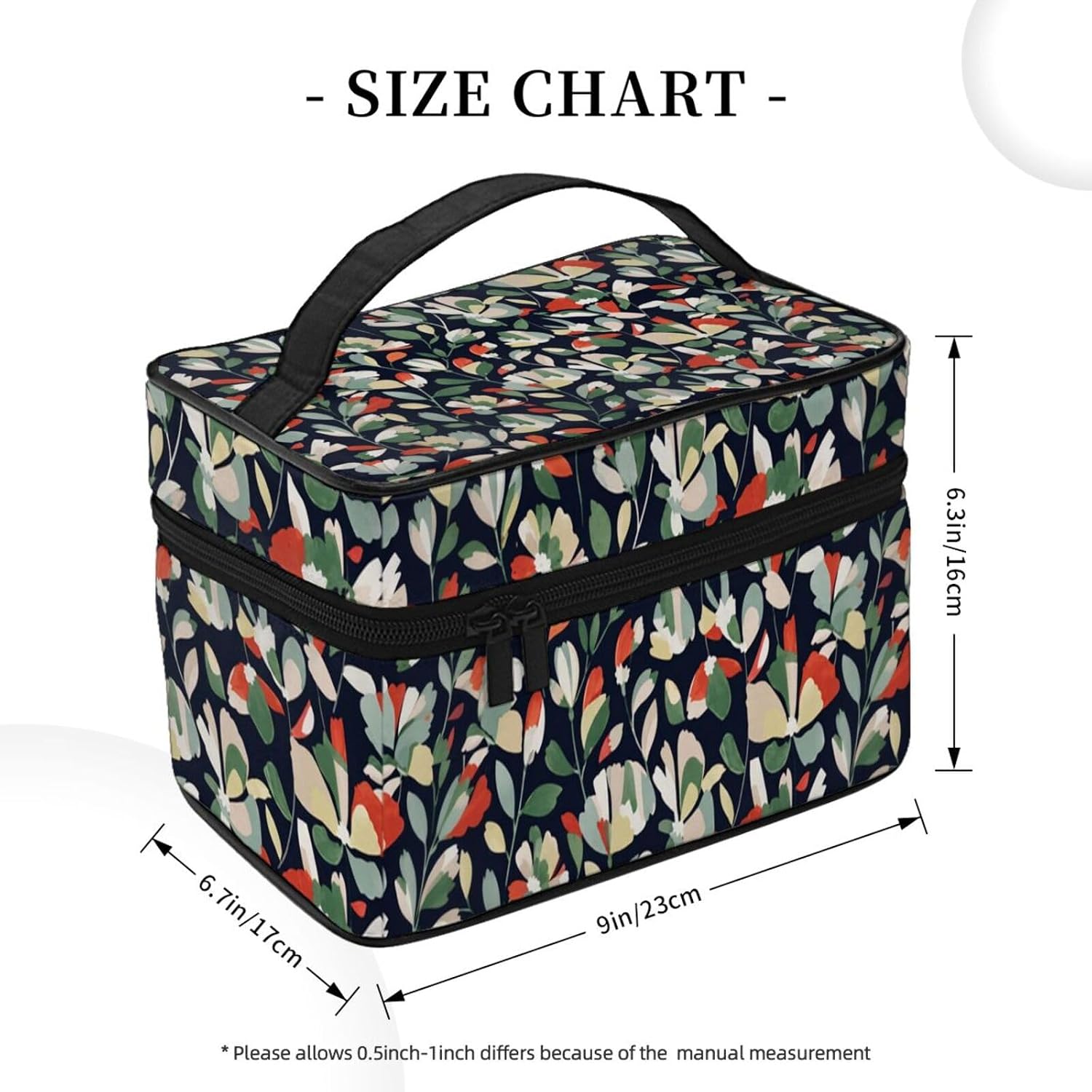 Floral Travel Toiletry Bag 9x6.7x6.3 Inch,Makeup Bag Cosmetic Organizer With Compartments Elastic Holders Portable Travel Kit For Women Men image 5