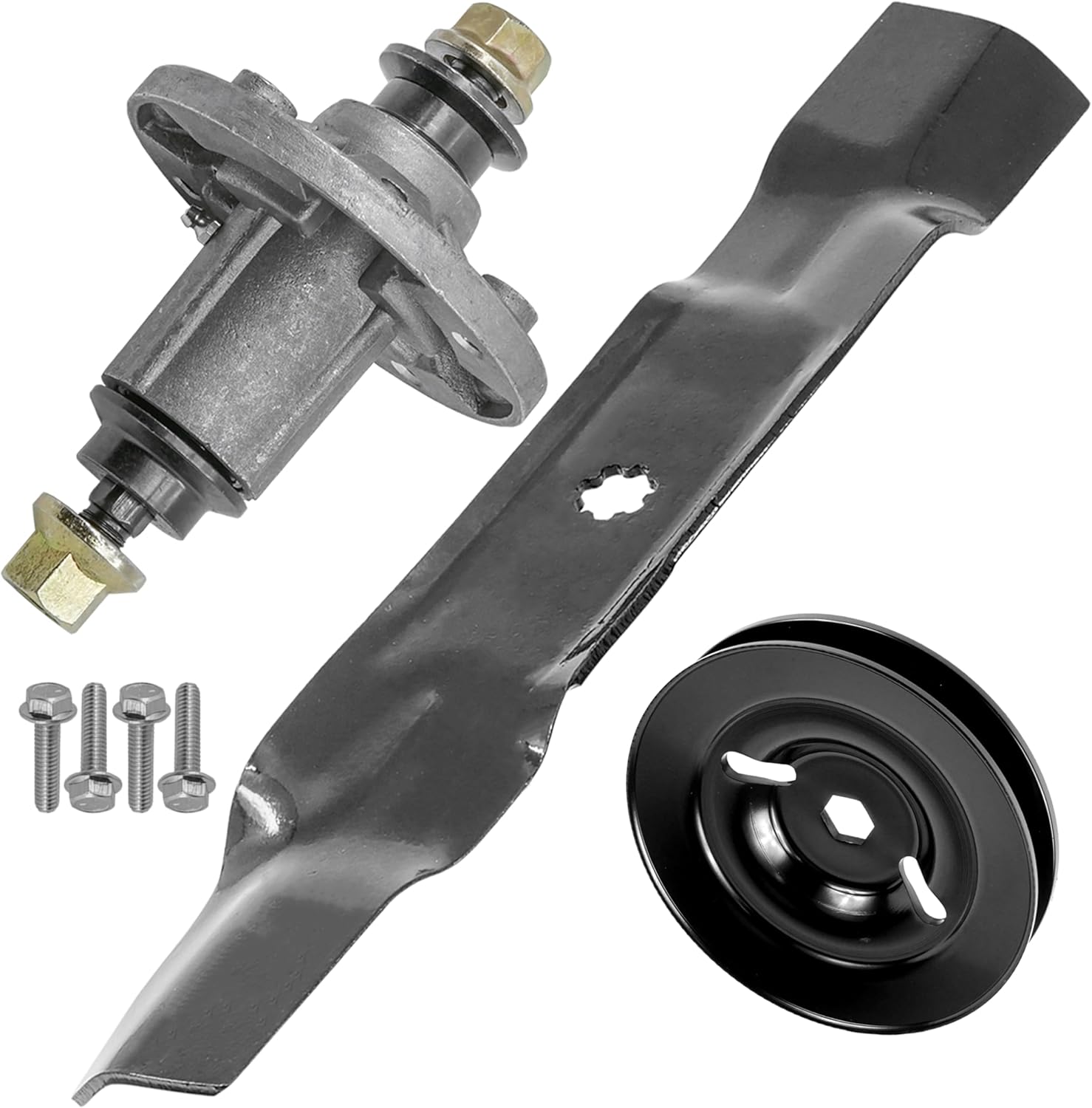 Caltric 48" Spindle and Blade with Pulley Compatible with John Deere 145 155C D140 X140 100 Series